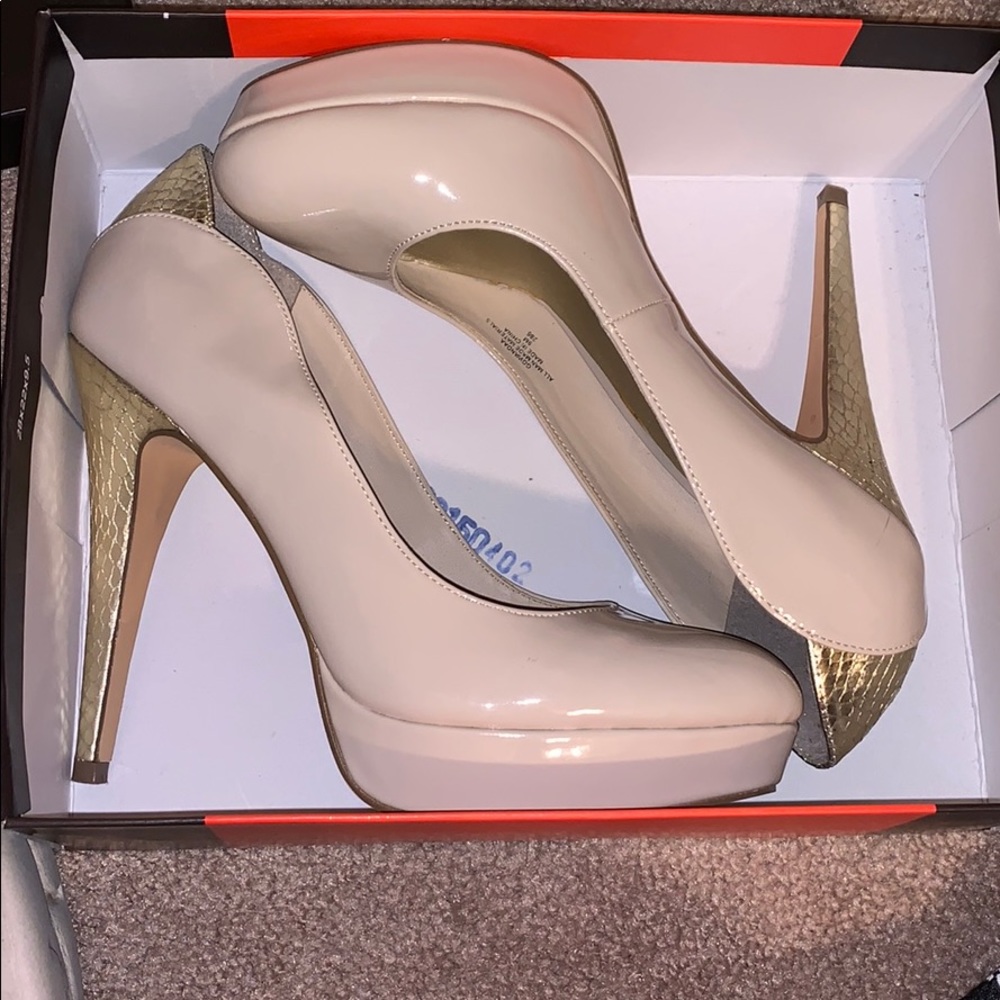 Gold Nude Guess Heels